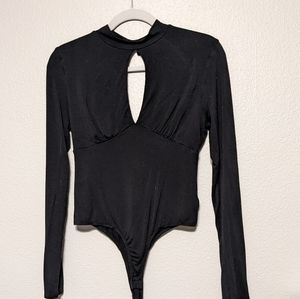 Keyhole Black Pink Lily Bodysuit